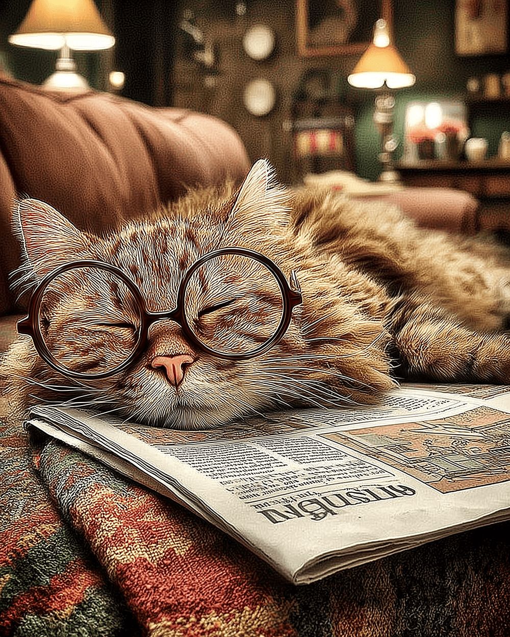 Lazy reading cat cross stitch kit for beginners