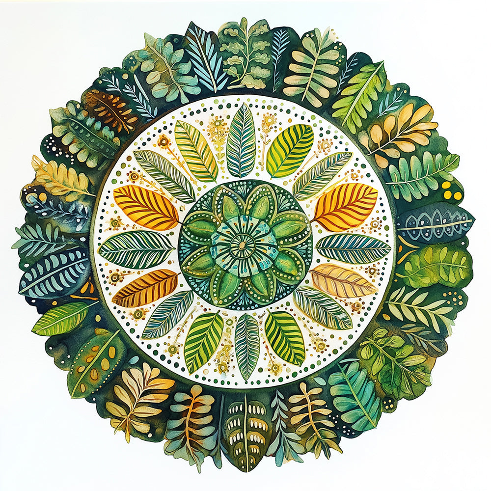 Leaf mandala art cross stitch kit for beginners