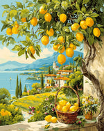 Lemon tree and basket by the lake cross stitch kit for beginners