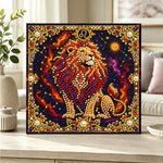 Finished leo lion pearl diamond painting artwork displayed as home decor