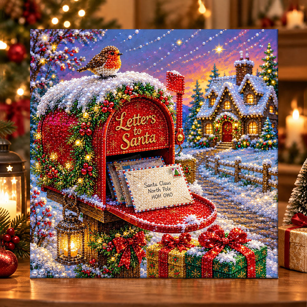 Letters to santa mailbox pearl diamond painting kit for beginners