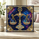 Finished libra scales pearl diamond painting artwork displayed as home decor