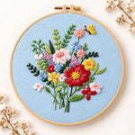 Light blue florals with butterfly embroidery kit