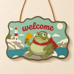 Lighthouse frog greeting paint by numbers door hanger finished design