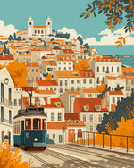 Lisbon vintage tram ride cross stitch kit for beginners