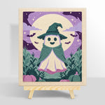 Little ghost witch under full moon punch needle kit for beginners