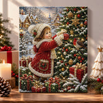 Little girl hanging christmas ornament pearl diamond painting kit for beginners