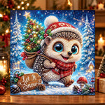Little hedgehog let it snow pearl diamond painting kit for beginners