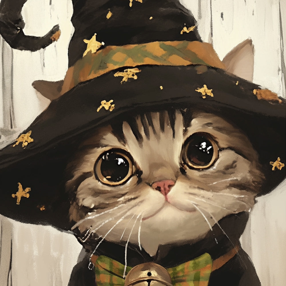 Little witch cat cross stitch kit for beginners