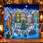 Lively christmas town square pearl diamond painting kit for beginners