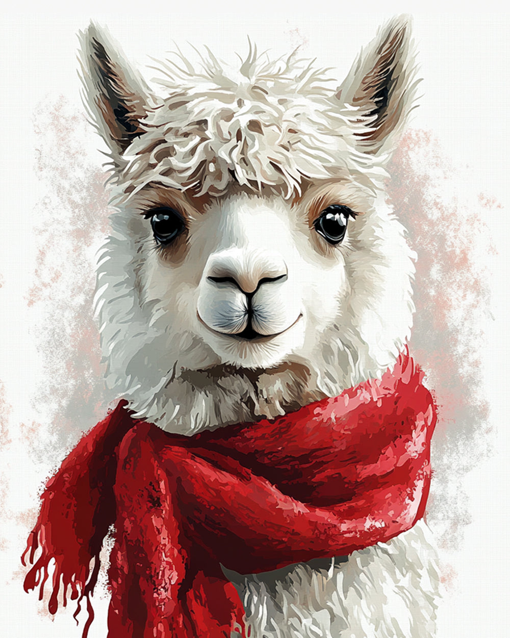 Llama with red scarf cross stitch kit for beginners