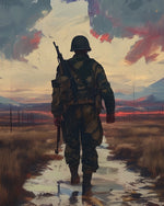 Lone soldier at dusk cross stitch kit for beginners