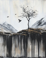 Lone tree over cliffs cross stitch kit for beginners
