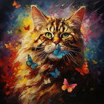 Longhair cat butterflies cross stitch kit for beginners