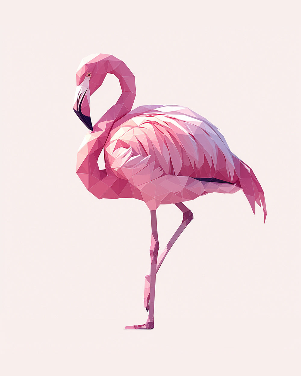Low‑poly flamingo cross stitch kit for beginners