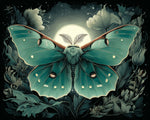 Luna moth glowing at moonlight cross stitch kit for beginners