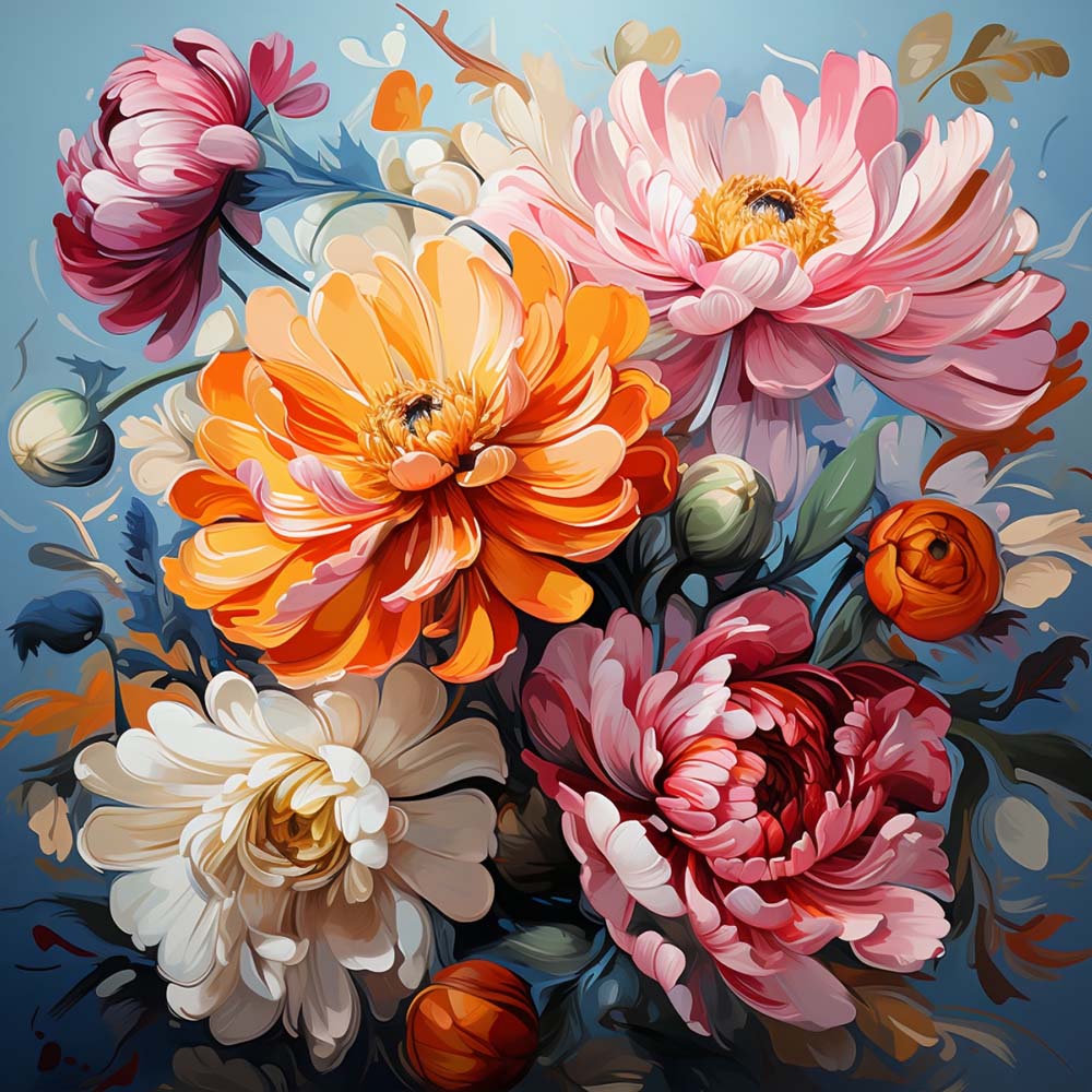 Lush and colorful peonies cross stitch kit for beginners