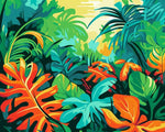 Lush colorful jungle scenery cross stitch kit for beginners