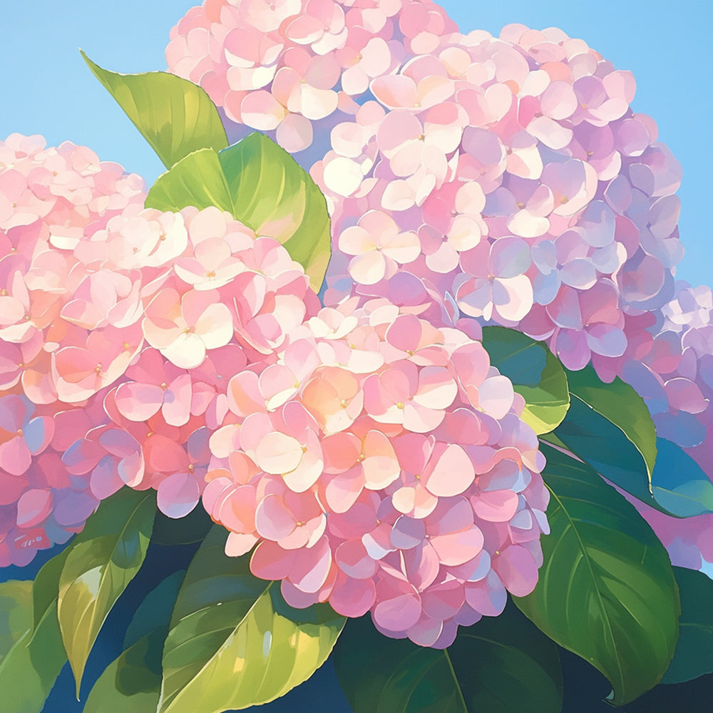 Lush pink hydrangeas cross stitch kit for beginners
