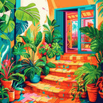 Lush tropical home entry cross stitch kit for beginners