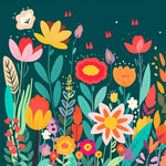 Lush wild floral field cross stitch kit for beginners