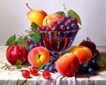 Luxurious glass fruit bowl cross stitch kit for beginners