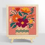 Magenta and orange bouquet punch needle kit for beginners