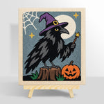 Magic crow with witch hat punch needle kit for beginners