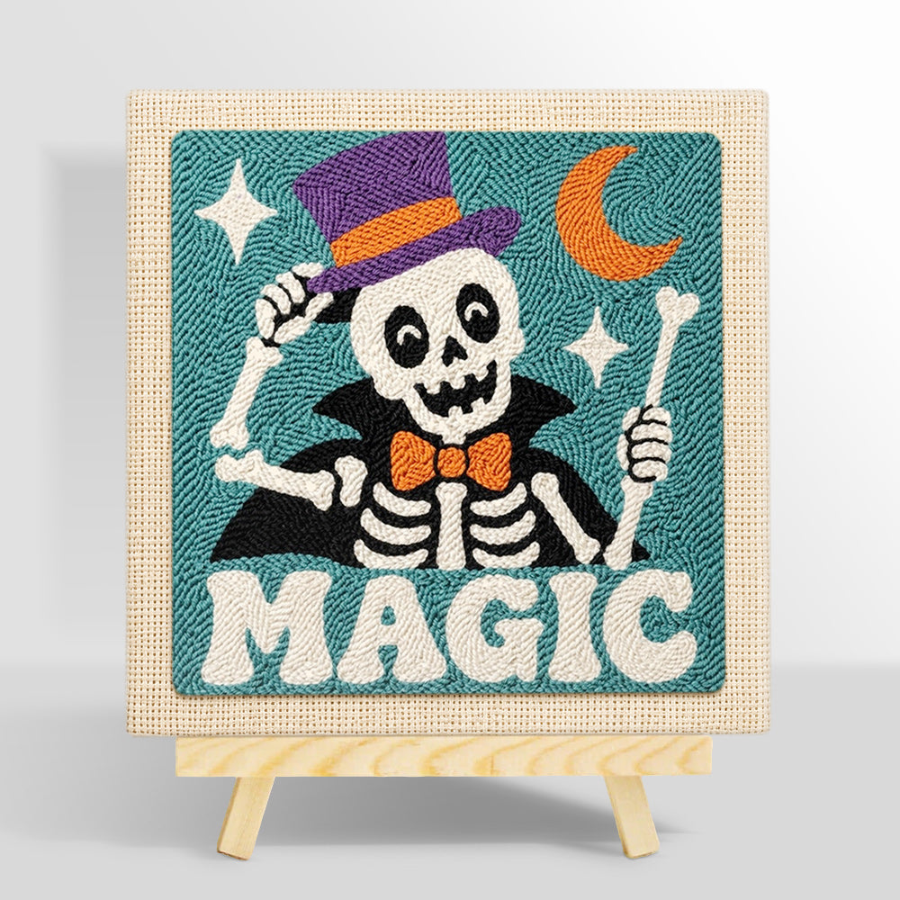 Magic top hat skeleton punch needle kit for beginners
