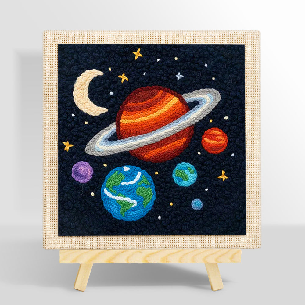 Magical and colorful solar system punch needle kit for beginners