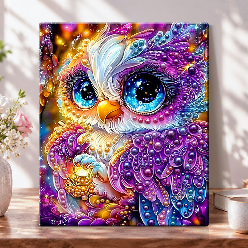 Magical baby owl pearl diamond painting kit for beginners