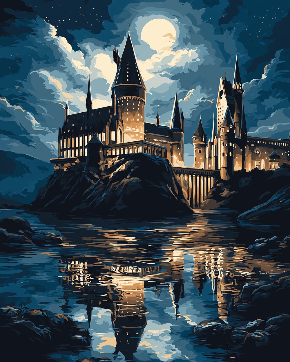 Magical castle moonlight cross stitch kit for beginners