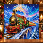 Magical christmas steam train pearl diamond painting kit for beginners