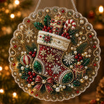 Magical christmas stocking pearl diamond painting kit for beginners