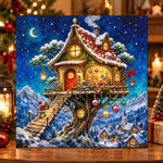 Magical christmas treehouse pearl diamond painting kit for beginners