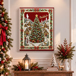 Finished magical christmas winter village pearl diamond painting artwork displayed as holiday home decor