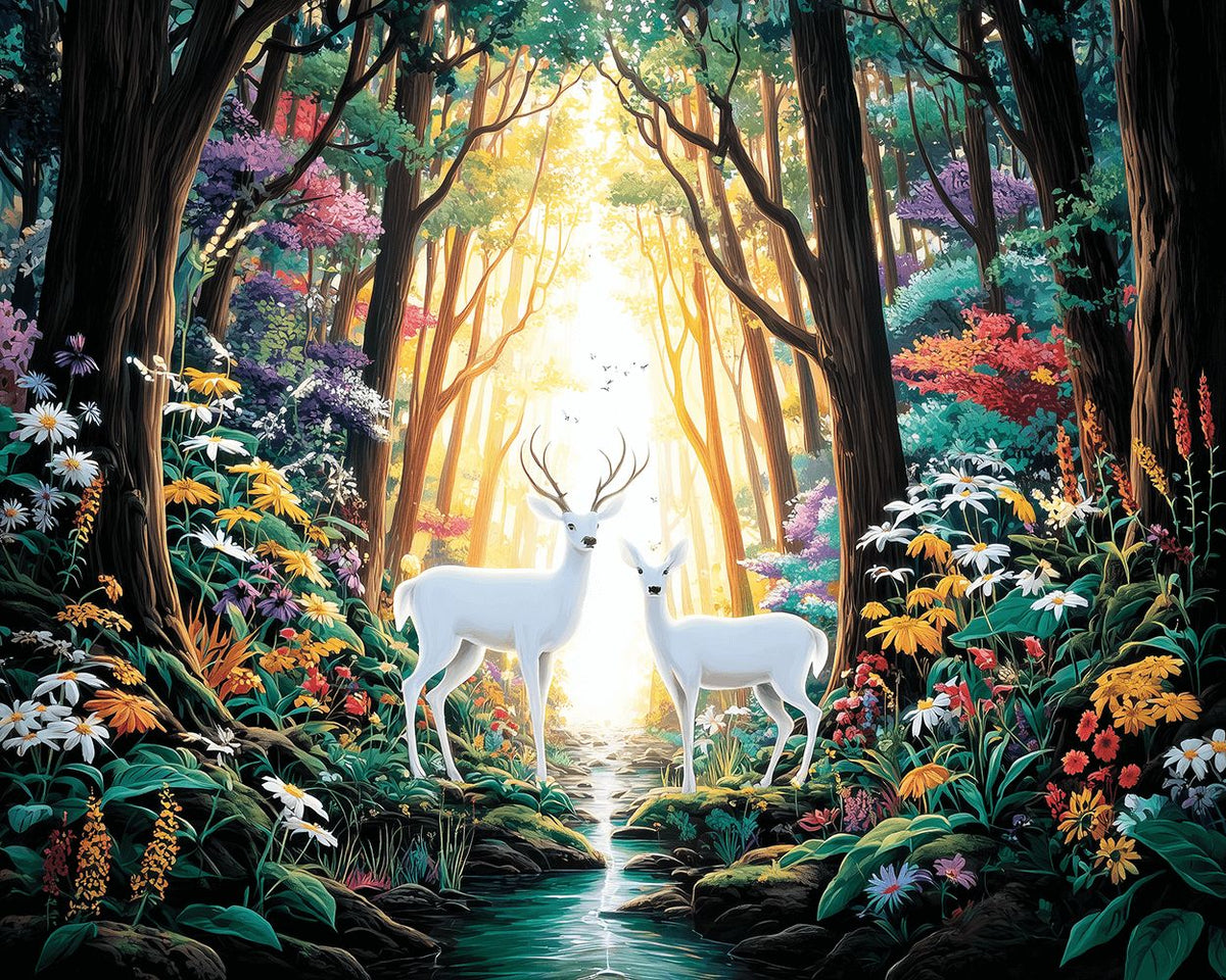 Magical forest deer cross stitch kit for beginners