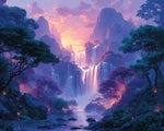 Magical mountain waterfall cross stitch kit for beginners