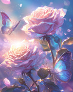 Magical roses and butterflies cross stitch kit for beginners