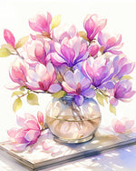 Magnolia vase art cross stitch kit for beginners