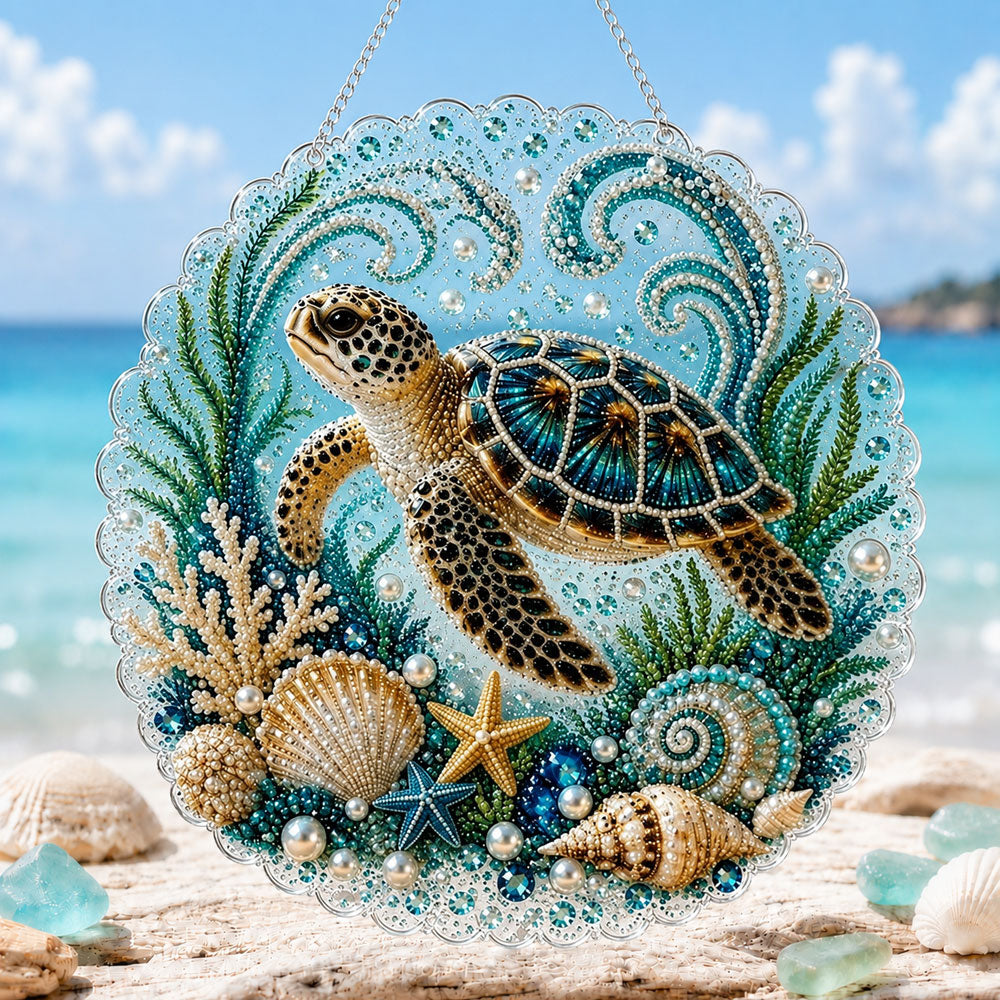 Majestic sea turtle pearl diamond painting kit for beginners