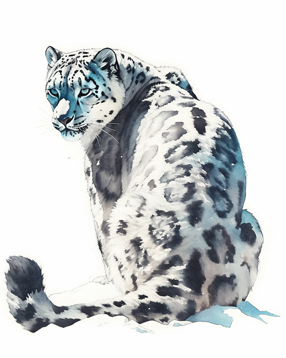 Majestic snow leopard cross stitch kit for beginners