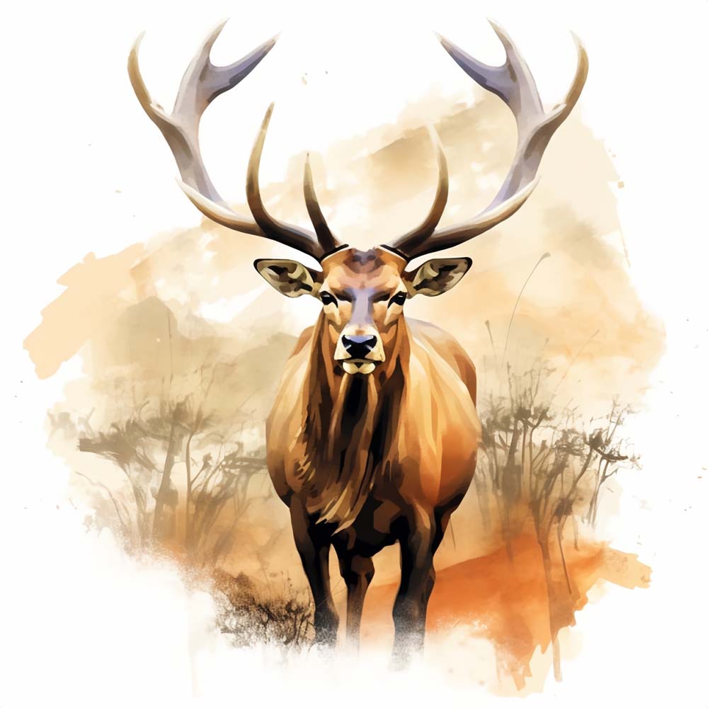 Majestic stag watercolor art paint by numbers kit for beginners