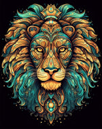 Mandala ornate golden lion cross stitch kit for beginners