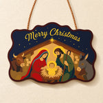 Manger holy family paint by numbers door hanger finished design