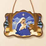 Manger holy night paint by numbers door hanger finished design
