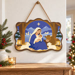 Manger holy night paint by numbers door hanger as indoor wall decor