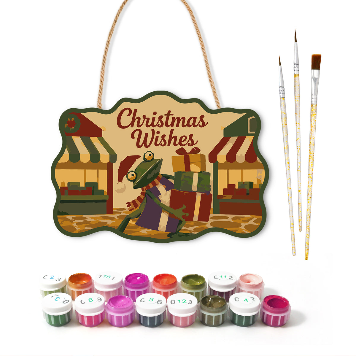 Market gift haul paint by numbers door hanger with paints and brushes