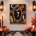 Finished masquerade lady in magic mirror pearl diamond painting artwork displayed as holiday home decor