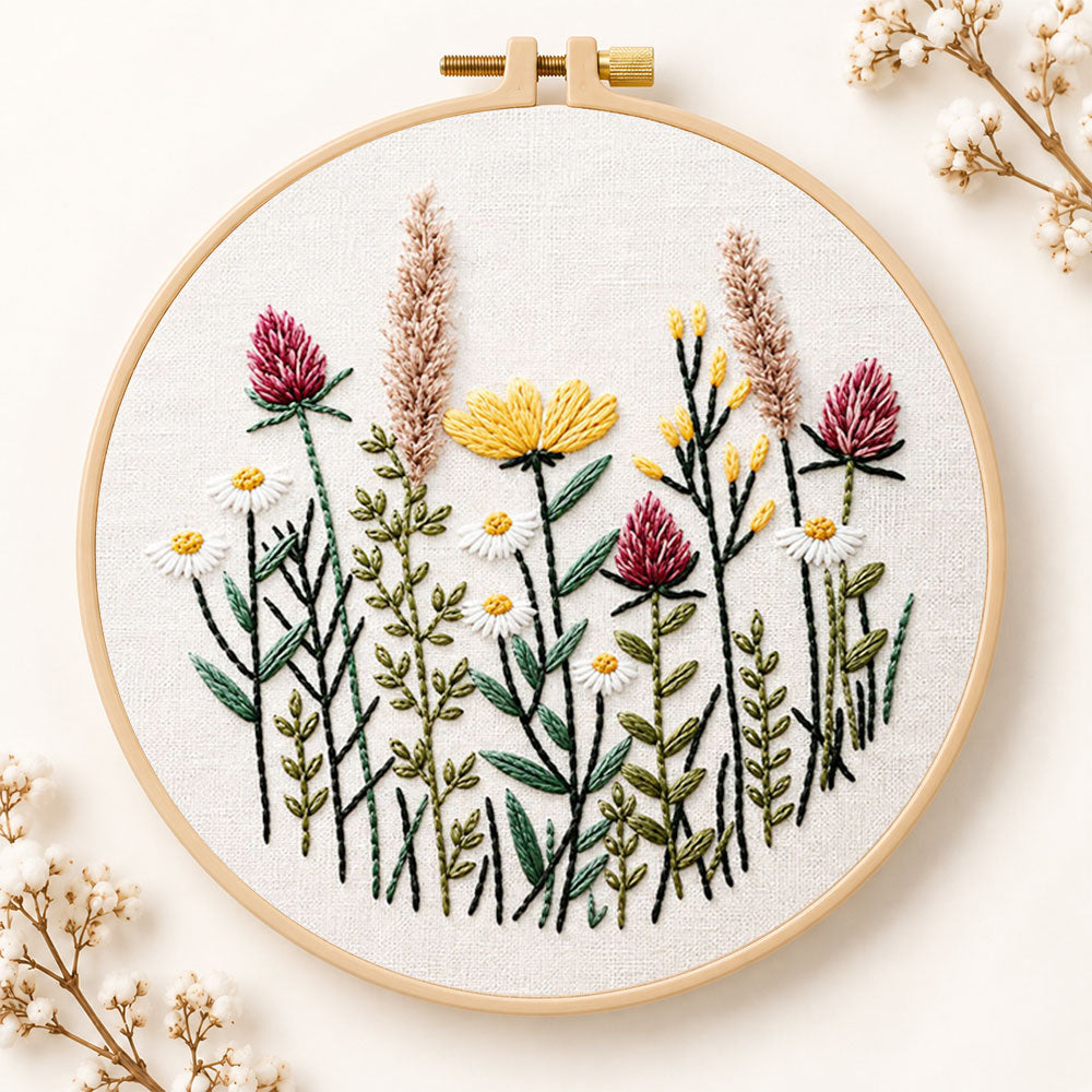 Meadow blossom embroidery kit